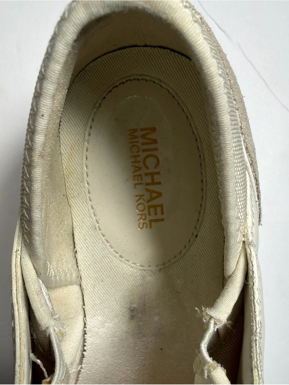 Michael Kors Cream and Gold MK Lace-Up Sneakers